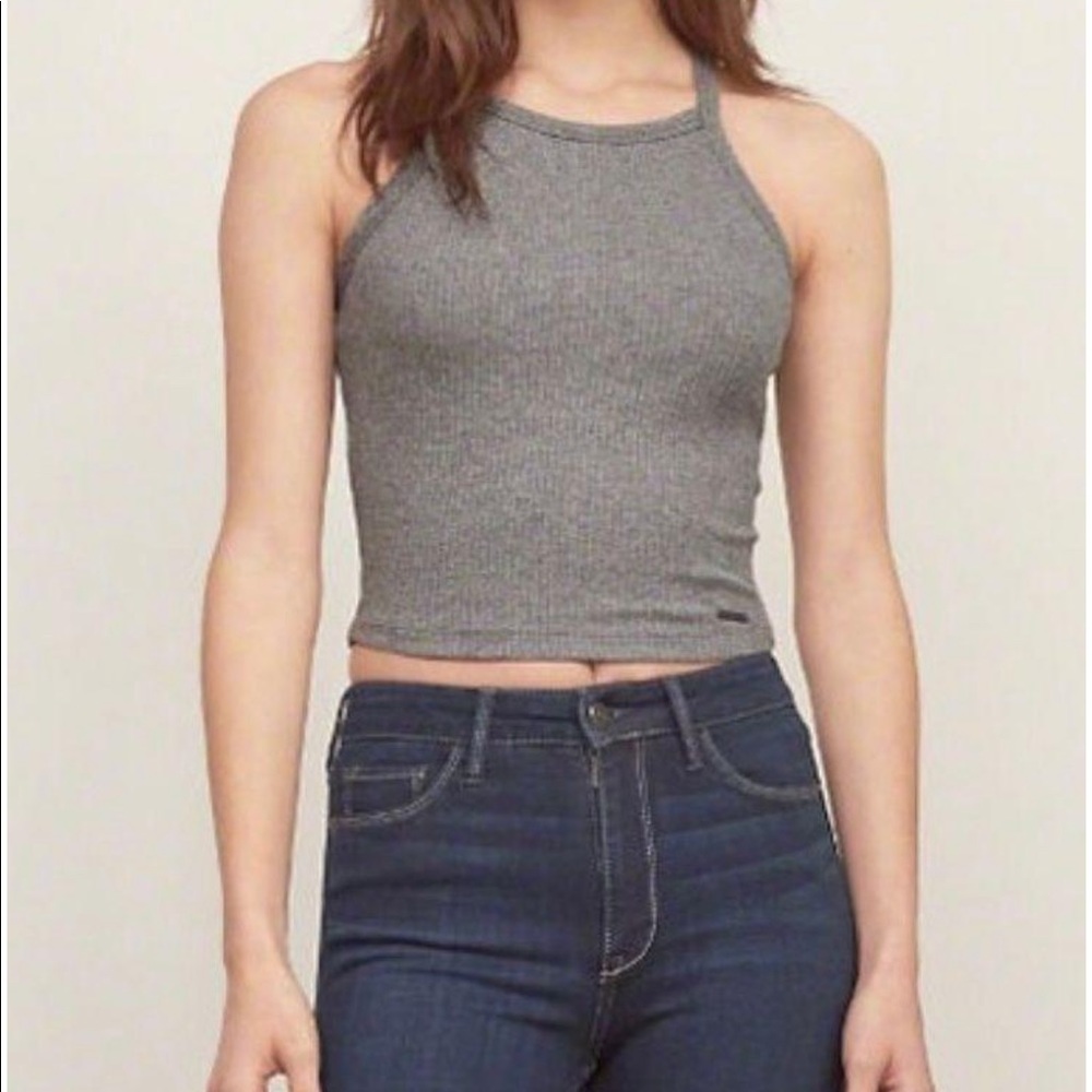 High neck crop tank